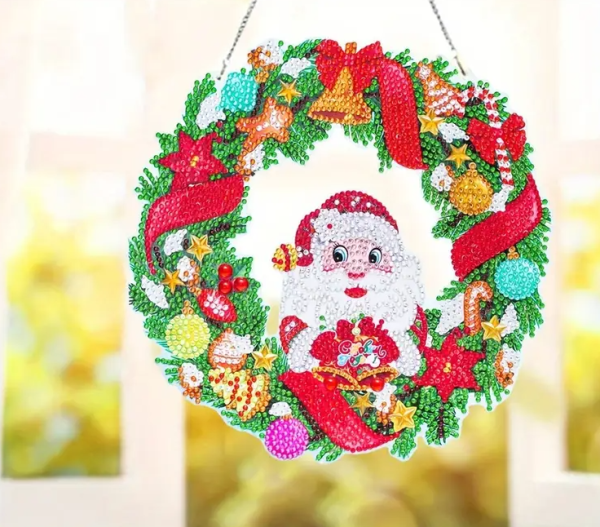 Diamond Painting Kristallanhänger Kranz Weihnachtsmann